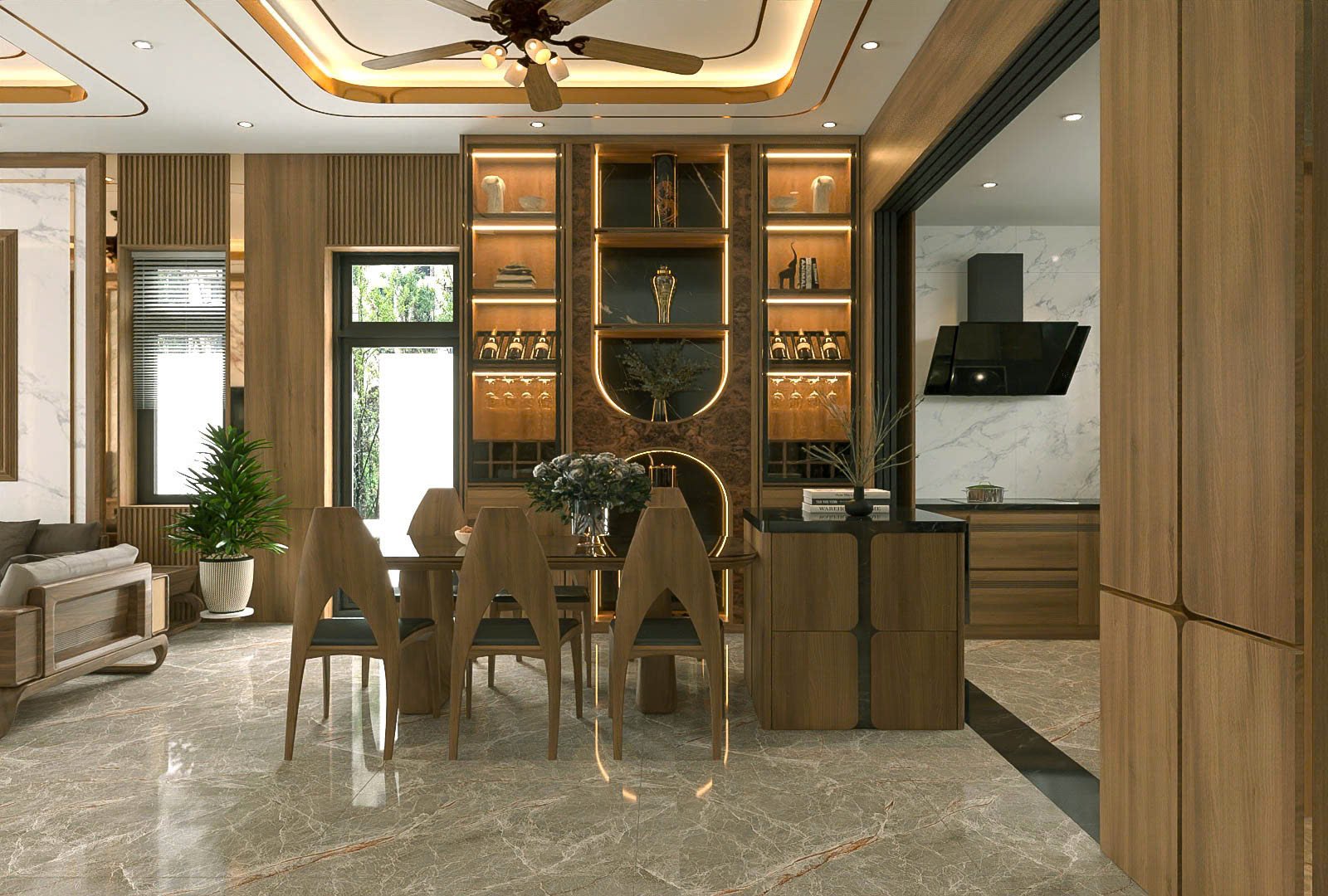 Tủ trưng bày và bàn ăn biệt thự Anh Nguyên